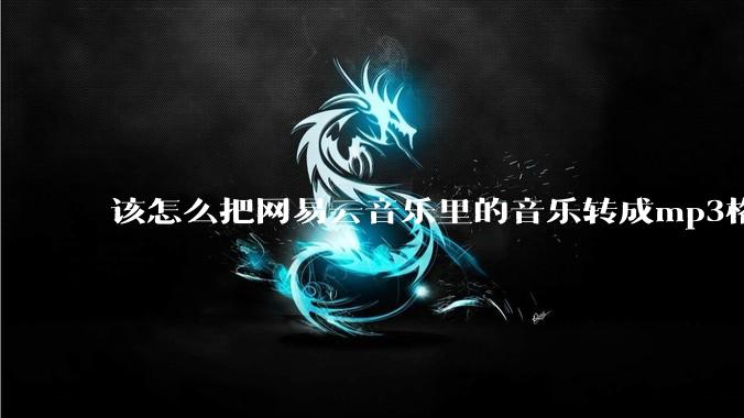 该怎么把网易云音乐里的音乐转成mp3格式导出软件？